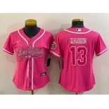 Women's Miami Dolphins #13 Dan Marino Pink With Patch Cool Base Stitched Baseball Jersey