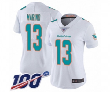 Women's Miami Dolphins #13 Dan Marino White Vapor Untouchable Limited Player 100th Season Football Jersey