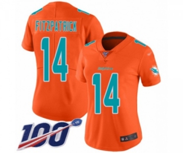 Women's Miami Dolphins #14 Ryan Fitzpatrick Limited Orange Inverted Legend 100th Season Football Jersey