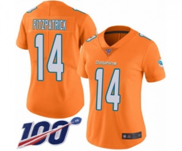 Women's Miami Dolphins #14 Ryan Fitzpatrick Limited Orange Rush Vapor Untouchable 100th Season Football Jersey