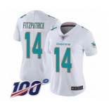 Women's Miami Dolphins #14 Ryan Fitzpatrick White Vapor Untouchable Limited Player 100th Season Football Jersey