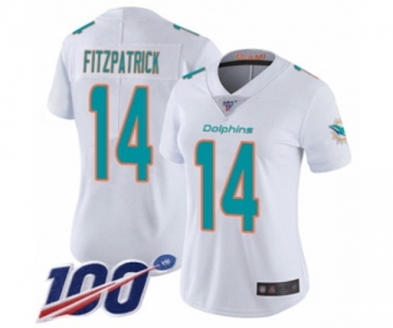 Women's Miami Dolphins #14 Ryan Fitzpatrick White Vapor Untouchable Limited Player 100th Season Football Jersey