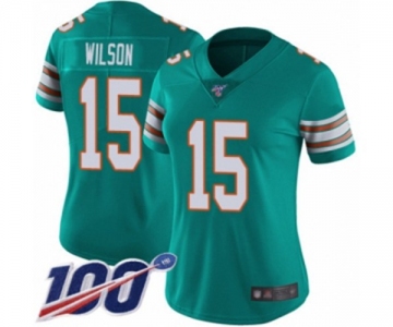 Women's Miami Dolphins #15 Albert Wilson Aqua Green Alternate Vapor Untouchable Limited Player 100th Season Football Jersey