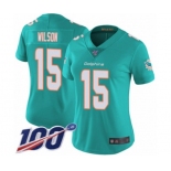 Women's Miami Dolphins #15 Albert Wilson Aqua Green Team Color Vapor Untouchable Limited Player 100th Season Football Jersey