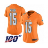 Women's Miami Dolphins #15 Albert Wilson Limited Orange Rush Vapor Untouchable 100th Season Football Jersey