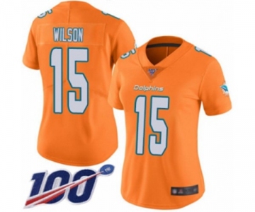 Women's Miami Dolphins #15 Albert Wilson Limited Orange Rush Vapor Untouchable 100th Season Football Jersey