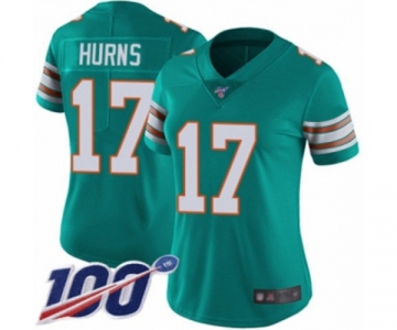 Women's Miami Dolphins #17 Allen Hurns Aqua Green Alternate Vapor Untouchable Limited Player 100th Season Football Jersey