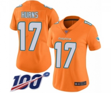 Women's Miami Dolphins #17 Allen Hurns Limited Orange Rush Vapor Untouchable 100th Season Football Jersey