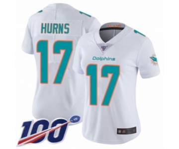 Women's Miami Dolphins #17 Allen Hurns White Vapor Untouchable Limited Player 100th Season Football Jersey