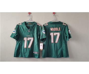 Women's Miami Dolphins #17 Jaylen Waddle Aqua F.U.S.E. Vapor Untouchable Football Stitched Jersey