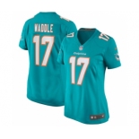 Women's Miami Dolphins #17 Jaylen Waddle Aqua Stitched Game Jersey(Run Small)