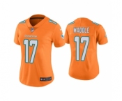 Women's Miami Dolphins #17 Jaylen Waddle Orange Vapor Untouchable Stitched Jersey(Run Small)