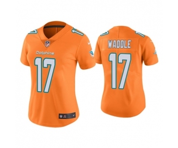 Women's Miami Dolphins #17 Jaylen Waddle Orange Vapor Untouchable Stitched Jersey(Run Small)