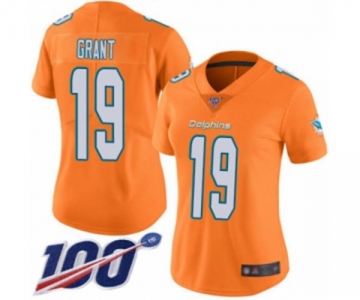 Women's Miami Dolphins #19 Jakeem Grant Limited Orange Rush Vapor Untouchable 100th Season Football Jersey