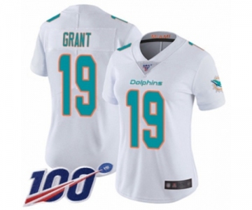 Women's Miami Dolphins #19 Jakeem Grant White Vapor Untouchable Limited Player 100th Season Football Jersey