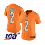 Women's Miami Dolphins #2 Matt Haack Limited Orange Rush Vapor Untouchable 100th Season Football Jersey