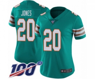 Women's Miami Dolphins #20 Reshad Jones Aqua Green Alternate Vapor Untouchable Limited Player 100th Season Football Jersey