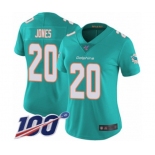 Women's Miami Dolphins #20 Reshad Jones Aqua Green Team Color Vapor Untouchable Limited Player 100th Season Football Jersey