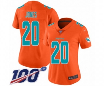 Women's Miami Dolphins #20 Reshad Jones Limited Orange Inverted Legend 100th Season Football Jersey