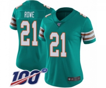 Women's Miami Dolphins #21 Eric Rowe Aqua Green Alternate Vapor Untouchable Limited Player 100th Season Football Jersey