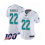 Women's Miami Dolphins #22 T.J. McDonald White Vapor Untouchable Limited Player 100th Season Football Jersey