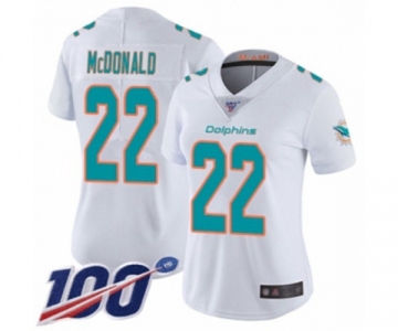 Women's Miami Dolphins #22 T.J. McDonald White Vapor Untouchable Limited Player 100th Season Football Jersey