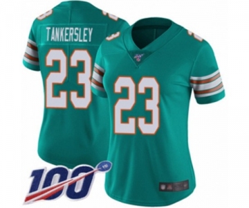 Women's Miami Dolphins #23 Cordrea Tankersley Aqua Green Alternate Vapor Untouchable Limited Player 100th Season Football Jersey