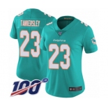 Women's Miami Dolphins #23 Cordrea Tankersley Aqua Green Team Color Vapor Untouchable Limited Player 100th Season Football Jersey