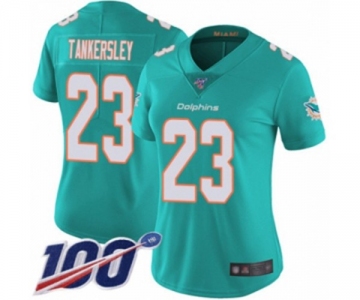 Women's Miami Dolphins #23 Cordrea Tankersley Aqua Green Team Color Vapor Untouchable Limited Player 100th Season Football Jersey