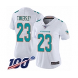 Women's Miami Dolphins #23 Cordrea Tankersley White Vapor Untouchable Limited Player 100th Season Football Jersey