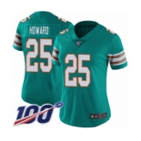 Women's Miami Dolphins #25 Xavien Howard Aqua Green Alternate Vapor Untouchable Limited Player 100th Season Football Jersey