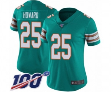 Women's Miami Dolphins #25 Xavien Howard Aqua Green Alternate Vapor Untouchable Limited Player 100th Season Football Jersey