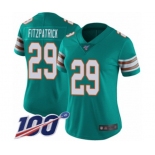 Women's Miami Dolphins #29 Minkah Fitzpatrick Aqua Green Alternate Vapor Untouchable Limited Player 100th Season Football Jersey