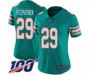 Women's Miami Dolphins #29 Minkah Fitzpatrick Aqua Green Alternate Vapor Untouchable Limited Player 100th Season Football Jersey