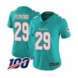 Women's Miami Dolphins #29 Minkah Fitzpatrick Aqua Green Team Color Vapor Untouchable Limited Player 100th Season Football Jersey