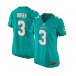 Women's Miami Dolphins #3 Josh Rosen Game Aqua Green Team Color Football Jersey