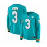 Women's Miami Dolphins #3 Josh Rosen Limited Aqua Therma Long Sleeve Football Jersey