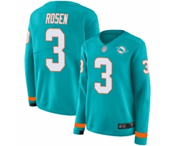 Women's Miami Dolphins #3 Josh Rosen Limited Aqua Therma Long Sleeve Football Jersey