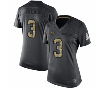 Women's Miami Dolphins #3 Josh Rosen Limited Black 2016 Salute to Service Football Jersey