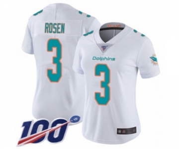 Women's Miami Dolphins #3 Josh Rosen White Vapor Untouchable Limited Player 100th Season Football Jersey