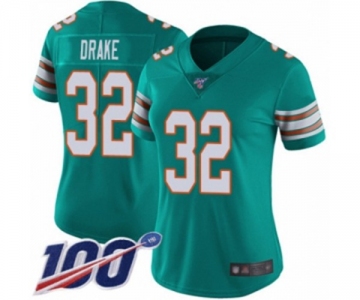 Women's Miami Dolphins #32 Kenyan Drake Aqua Green Alternate Vapor Untouchable Limited Player 100th Season Football Jersey