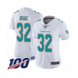 Women's Miami Dolphins #32 Kenyan Drake White Vapor Untouchable Limited Player 100th Season Football Jersey