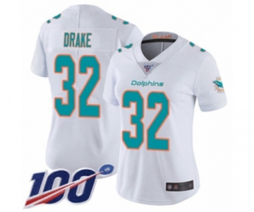 Women's Miami Dolphins #32 Kenyan Drake White Vapor Untouchable Limited Player 100th Season Football Jersey