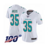 Women's Miami Dolphins #35 Walt Aikens White Vapor Untouchable Limited Player 100th Season Football Jersey