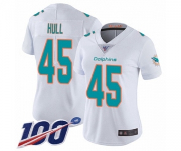 Women's Miami Dolphins #45 Mike Hull White Vapor Untouchable Limited Player 100th Season Football Jersey