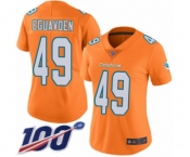 Women's Miami Dolphins #49 Sam Eguavoen Limited Orange Rush Vapor Untouchable 100th Season Football Jersey