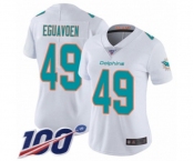 Women's Miami Dolphins #49 Sam Eguavoen White Vapor Untouchable Limited Player 100th Season Football Jersey