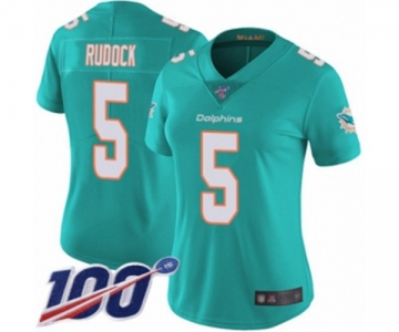 Women's Miami Dolphins #5 Jake Rudock Aqua Green Team Color Vapor Untouchable Limited Player 100th Season Football Jersey