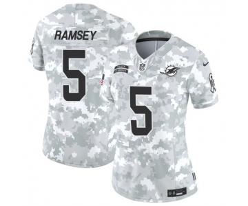 Women's Miami Dolphins #5 Jalen Ramsey 2024 F.U.S.E Arctic Camo Salute To Service Limited Stitched Football Jersey