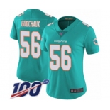 Women's Miami Dolphins #56 Davon Godchaux Aqua Green Team Color Vapor Untouchable Limited Player 100th Season Football Jersey